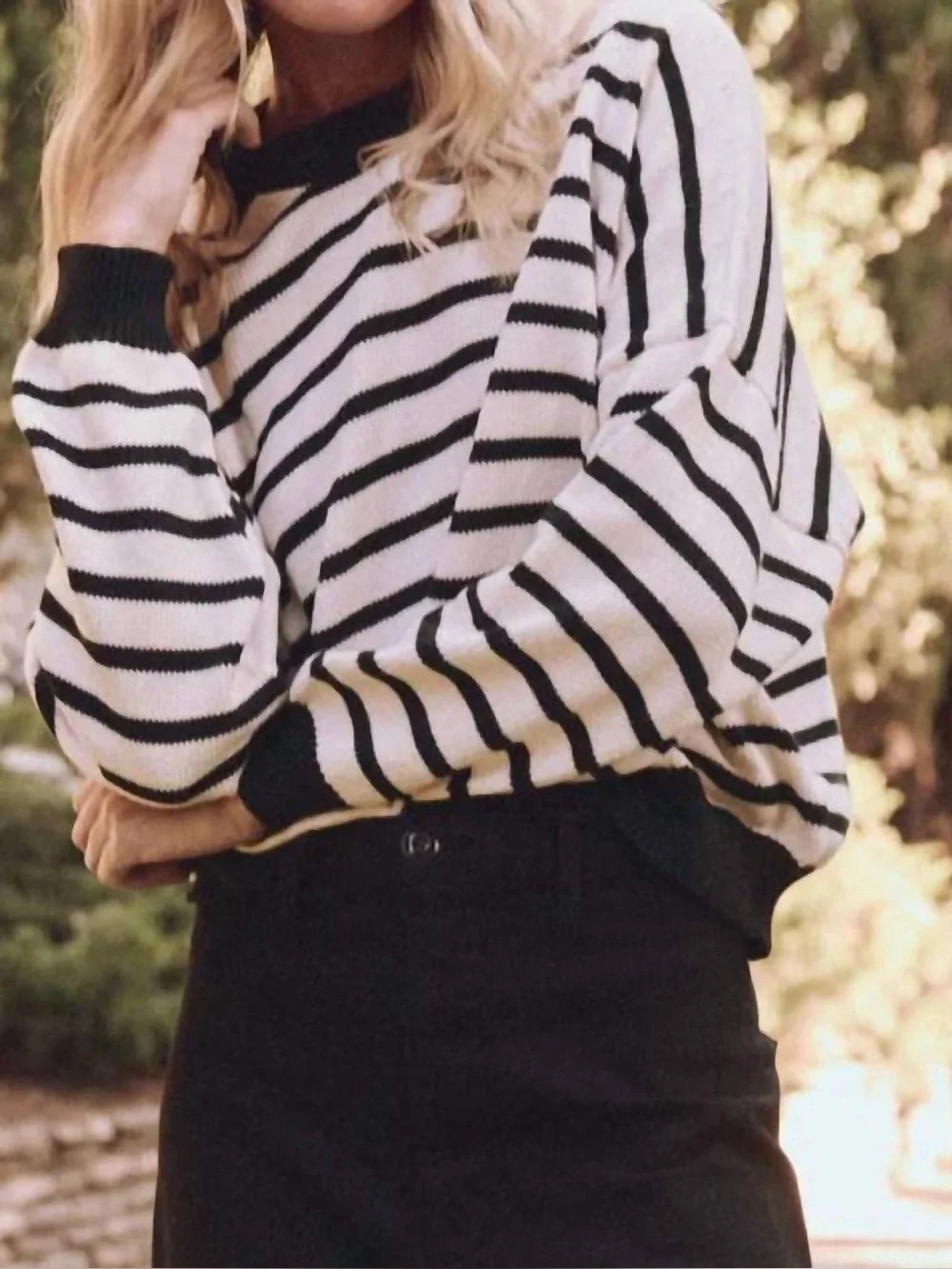 The Great. Cotton Roll Neck Striped Crewneck Sweater Sz M